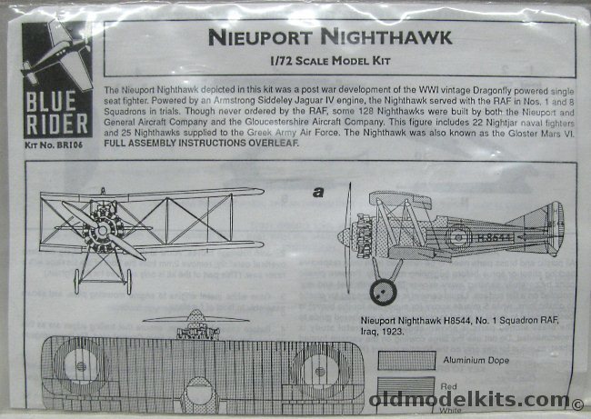 Blue Rider 1/72 Nieuport Nighthawk (Gloster Mars VI) - Bagged, BR106 plastic model kit